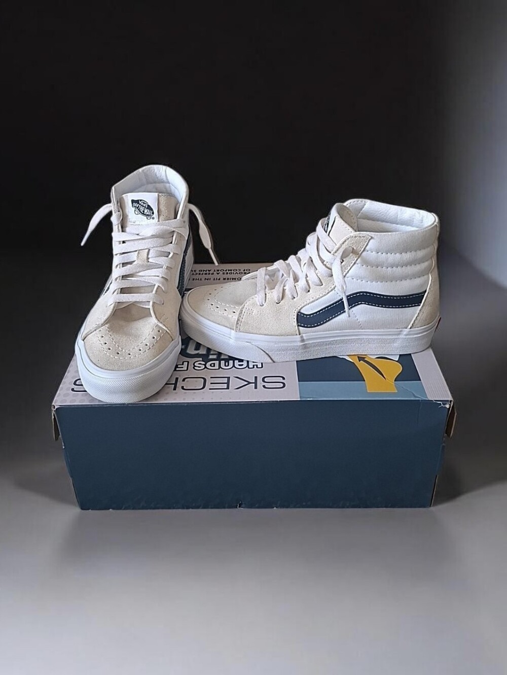 VANS Sk8-Hi White/Blue High Top Lace Up Sneakers Unisex Athletic Shoe